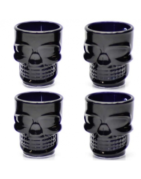 Jg de Copos Caveira Dose Black 42 ml 4 peças