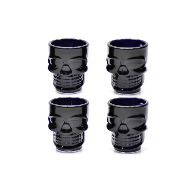 Jg de Copos Caveira Dose Black 42 ml 4 peças