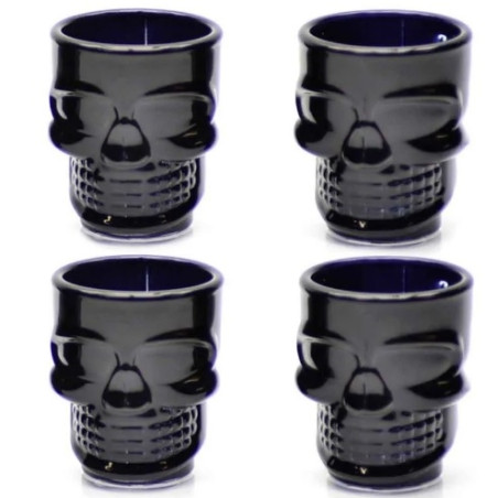 Jg de Copos Caveira Dose Black 42 ml 4 peças