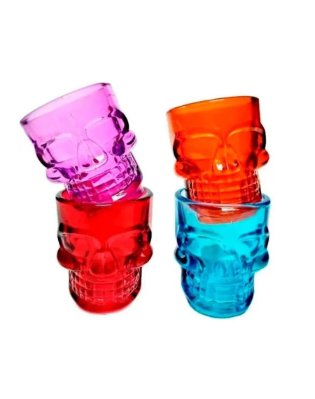Jg de Copos Caveira Dose Color 42 ml 4 peças