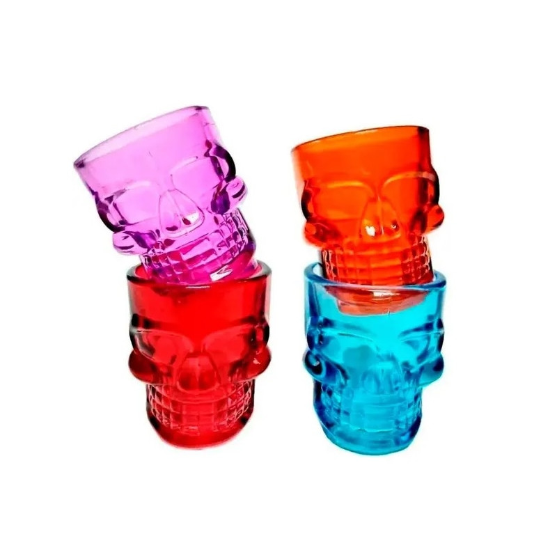 Jg de Copos Caveira Dose Color 42 ml 4 peças
