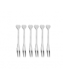 Kit 06 Mini Garfo P/ Petisco Inox
