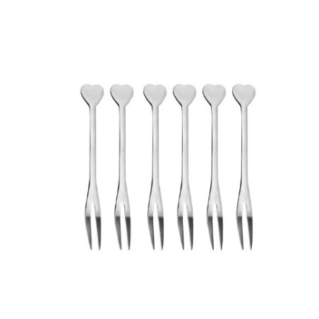 Kit 06 Mini Garfo P/ Petisco Inox