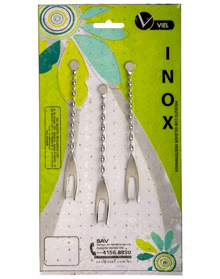 Garfos para Petiscos Kit com 3 peças Inox