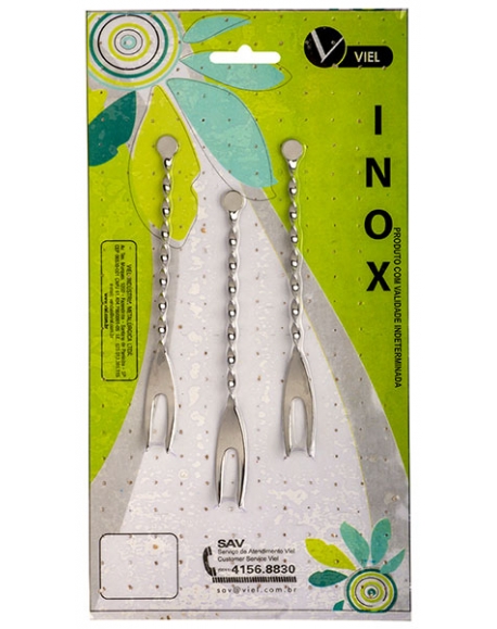 Garfos para Petiscos Kit com 3 peças Inox