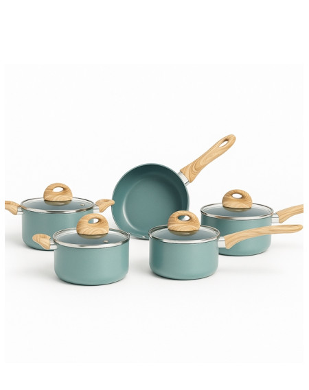 Jogo De Panela 5 Pcs Ceramica E Indução Botanika Verde