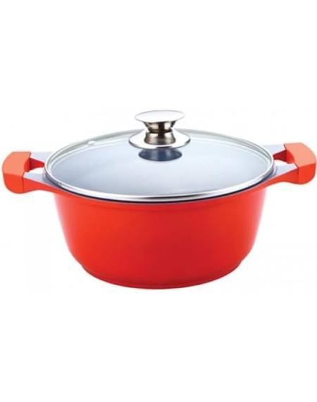 Caçarola C/ Tampa Ecolumi Vermelha 24 CM