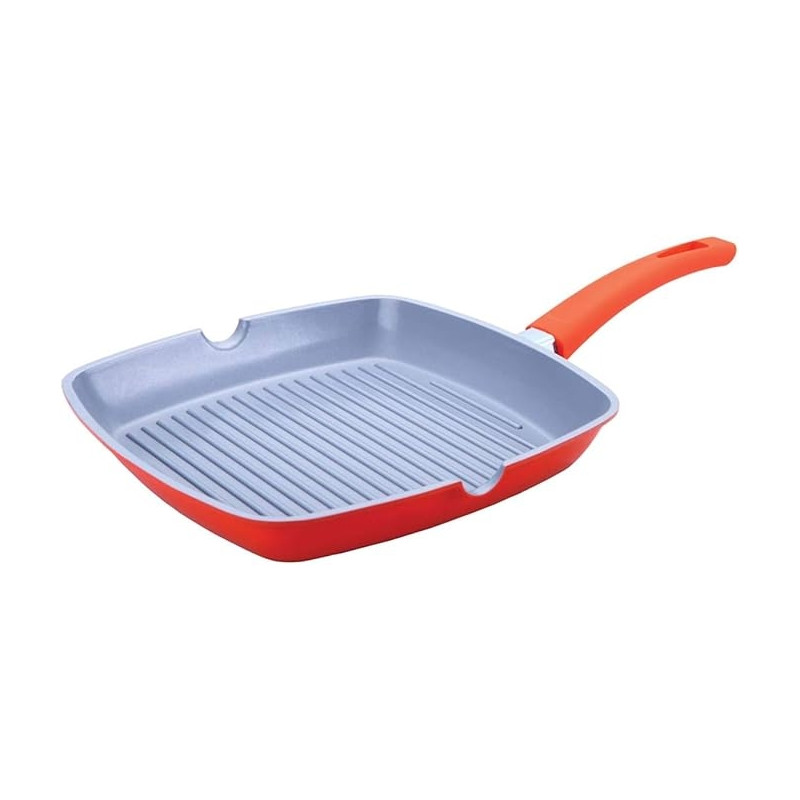 Frigideira Com Grill Ecolumi Vermelha 28 CM Frigideira Com Grill Ecolumi Vermelha 28 CM