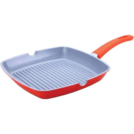 Frigideira Com Grill Ecolumi Vermelha 28 CM