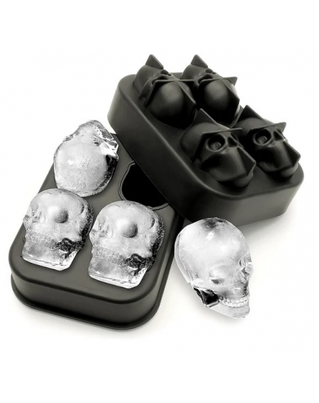 Forma de Gelo em Silicone Esférica 04 Cavidades Caveira