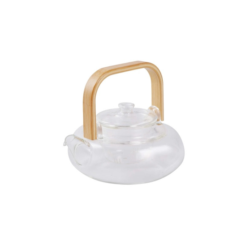 Chaleira Vidro Borossilicato E Bambu