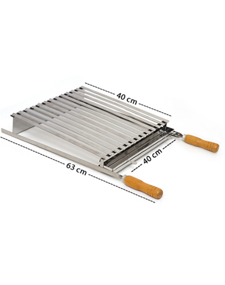 Grelha Parrilha Tipo Argentina Cabo Madeira 40X40