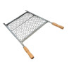 Grelha Tela Moeda Inox Cabo Madeira 50X40 CM