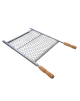 Grelha Tela Moeda Inox Cabo Madeira 40X40 CM