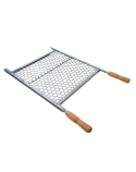 Grelha Tela Moeda Inox Cabo Madeira 40X40 CM
