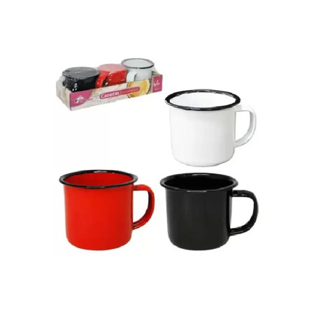 Kit Com 3 Caneca Esmaltada 80 ML