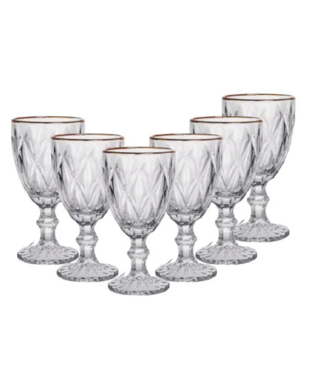 Jg De Taca Diamond Borda Ouro 06 pcs