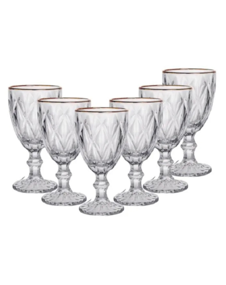 Jg De Taca Diamond Borda Ouro 06 pcs