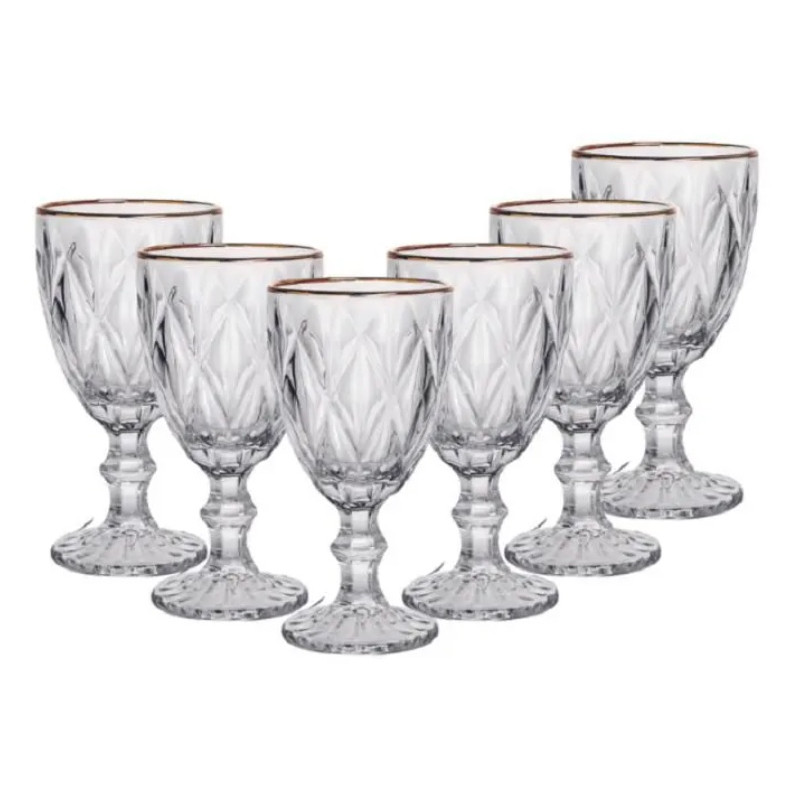 Jg De Taca Diamond Borda Ouro 06 pcs