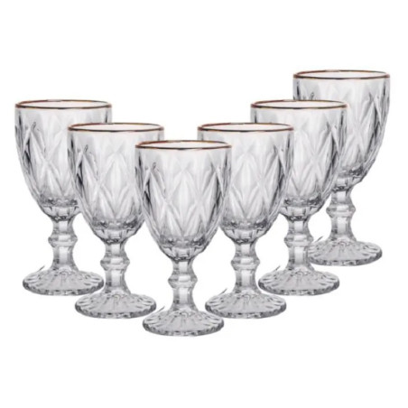 Jg De Taca Diamond Borda Ouro 06 pcs
