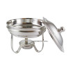 Rechaud banho maria redondo com tampa e cuba de prata 3 litros