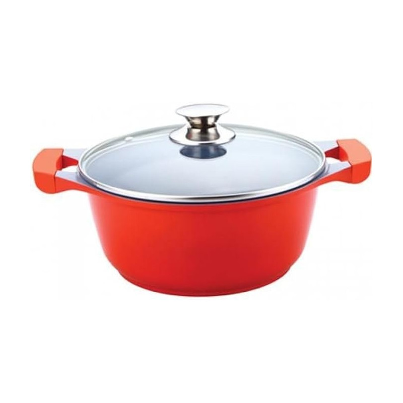 Caçarola C/ Tampa Ecolumi Vermelha 24 CM