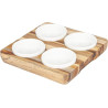 Petisqueira teca quadrada com 4 pote 22 X 22 X 4.5 cm - Loja Apolo