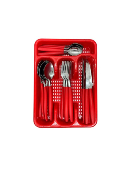 Jogo De Talheres Color Vermelho 25 PCS - Loja Apolo