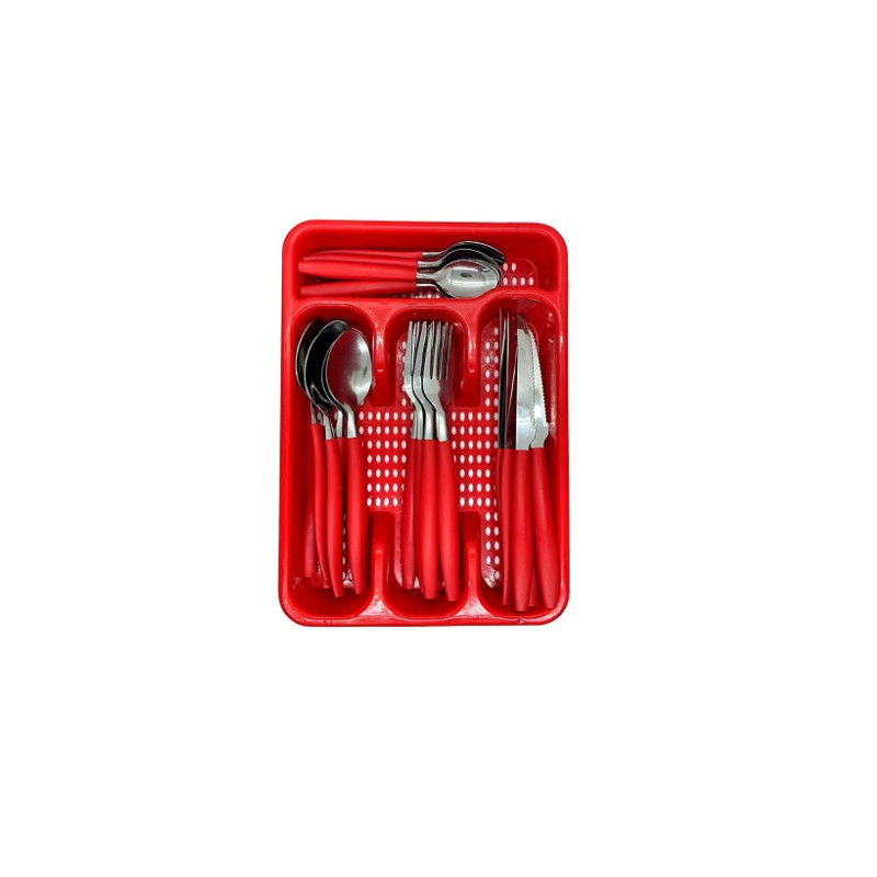 Jogo de talheres color vermelho 25 pecas - Loja Apolo