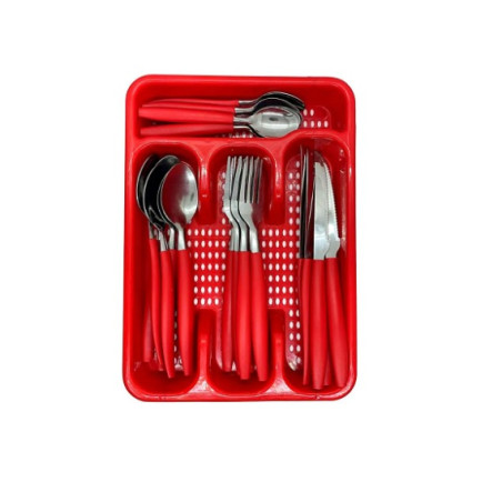 Jogo de talheres color vermelho 25 pecas - Loja Apolo