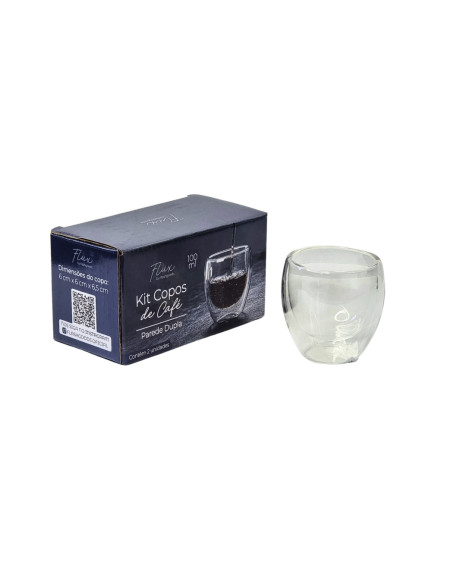 Kit copo parede dupla vidro borossilicato 02 pcs 100ml - Loja Apolo