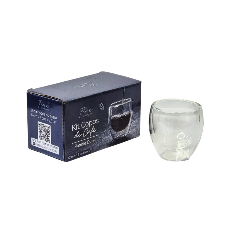 Kit copo parede dupla vidro borossilicato 02 pcs 100ml - Loja Apolo Kit copo parede dupla vidro borossilicato 02 pcs 100ml - Loja Apolo