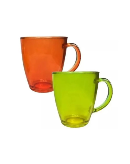 Kit caneca de vidro coloridas 02 pecas 350ml - Loja Apolo