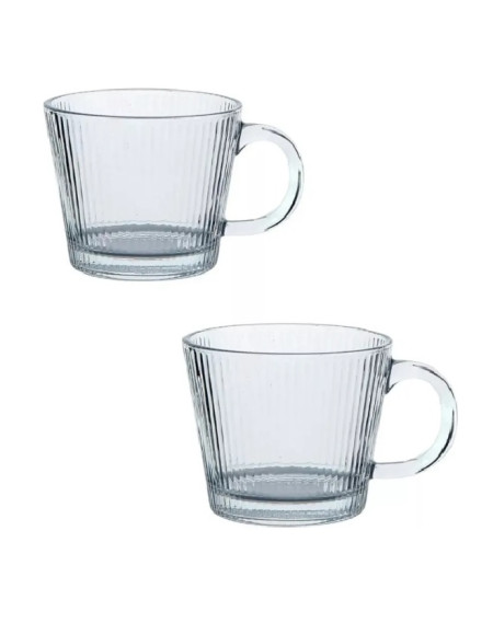 Kit caneca vidro canelado 2 pecas 400 ml - Loja Apolo