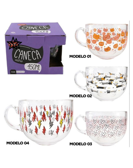 Caneca de vidro 450 ml - Loja Apolo