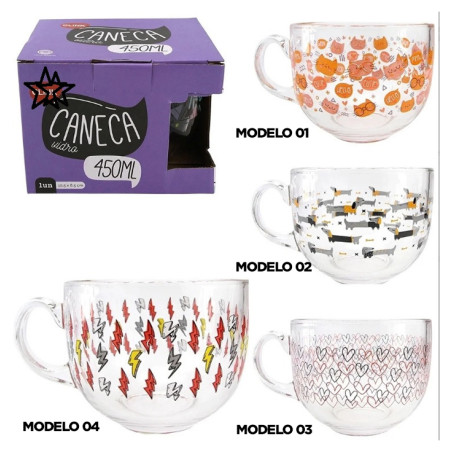 Caneca de vidro 450 ml - Loja Apolo